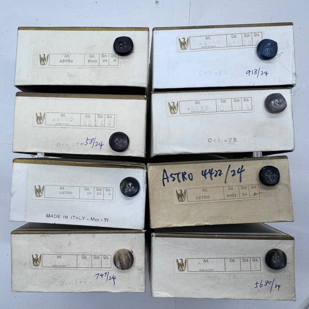 ASTRO Vintage Made in Italy 4-Hole Marbled Sewing Buttons – 24L, 30L & 32L – Wholesale Gross Boxes