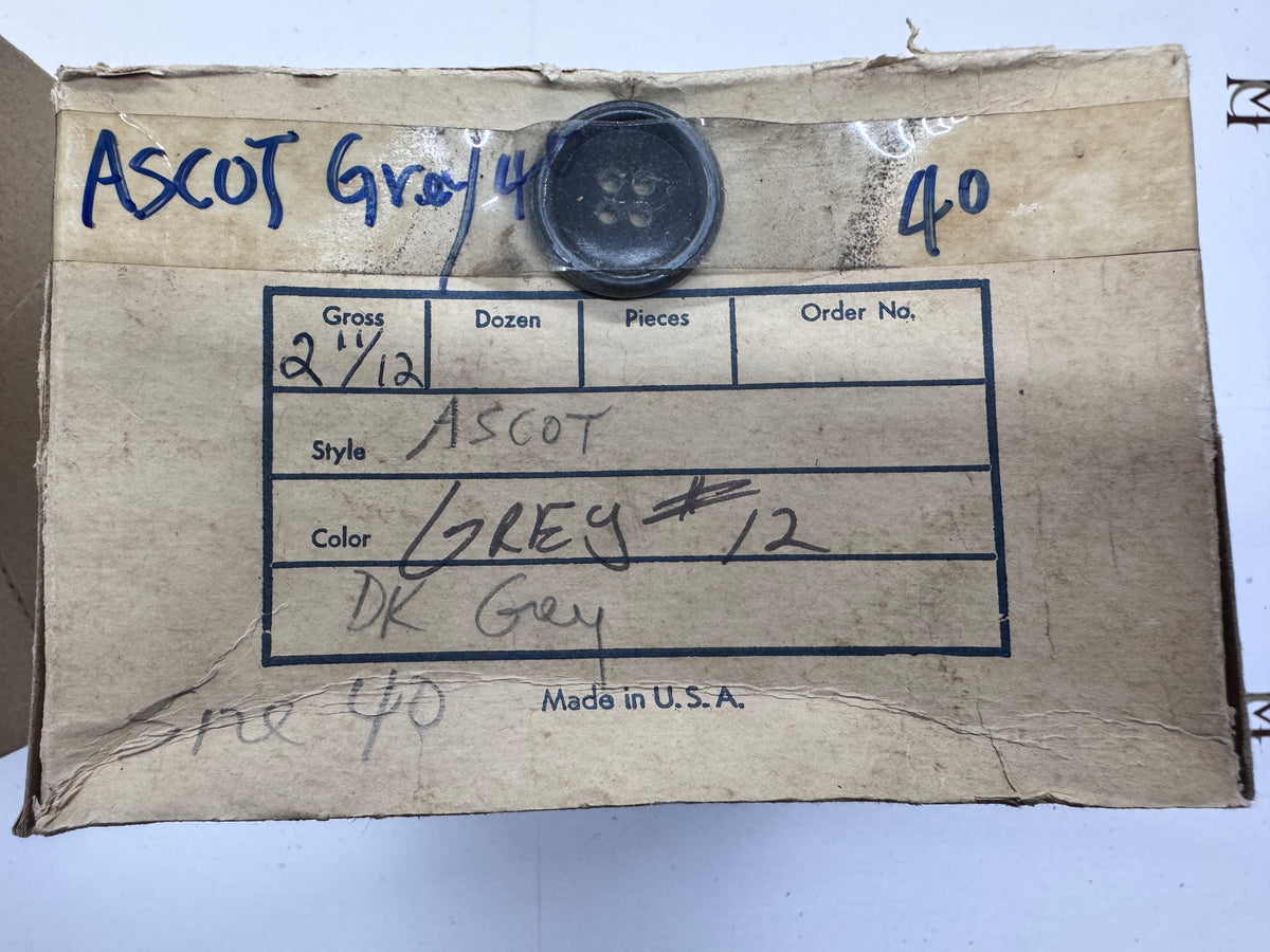 ASCOT 4-Hole Sewing Buttons – 40L, 45L & 50L – Grey & Brown – Wholesale Gross Boxes