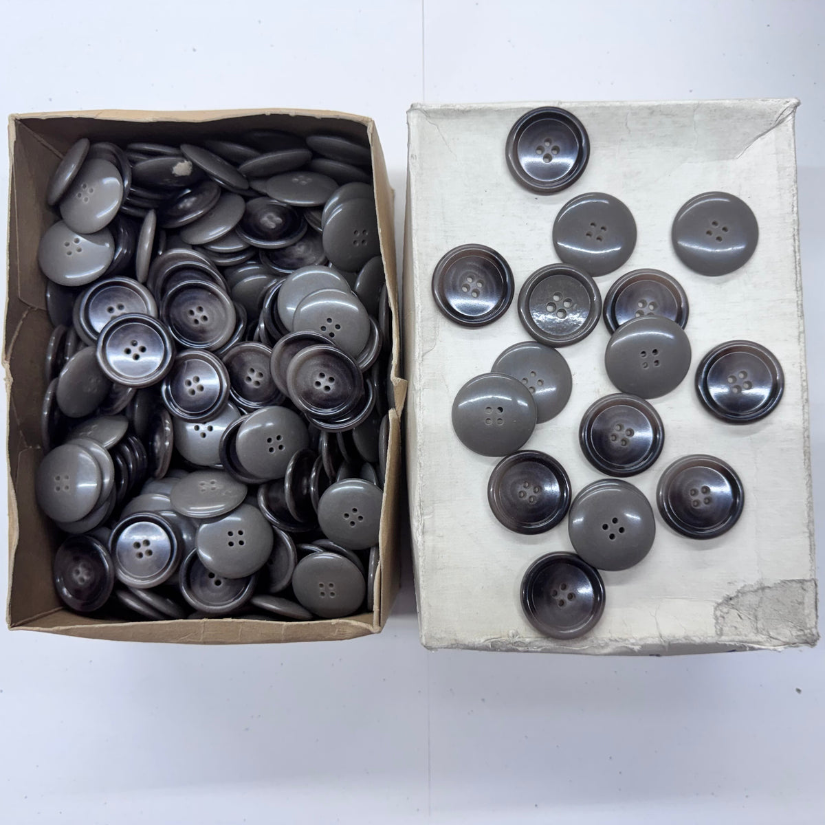 ASCOT 4-Hole Sewing Buttons – 40L, 45L & 50L – Grey & Brown – Wholesale Gross Boxes