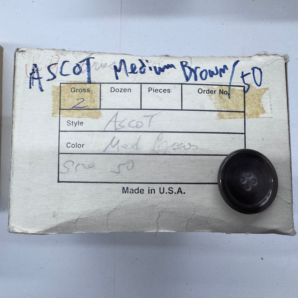 ASCOT 4-Hole Sewing Buttons – 40L, 45L & 50L – Grey & Brown – Wholesale Gross Boxes