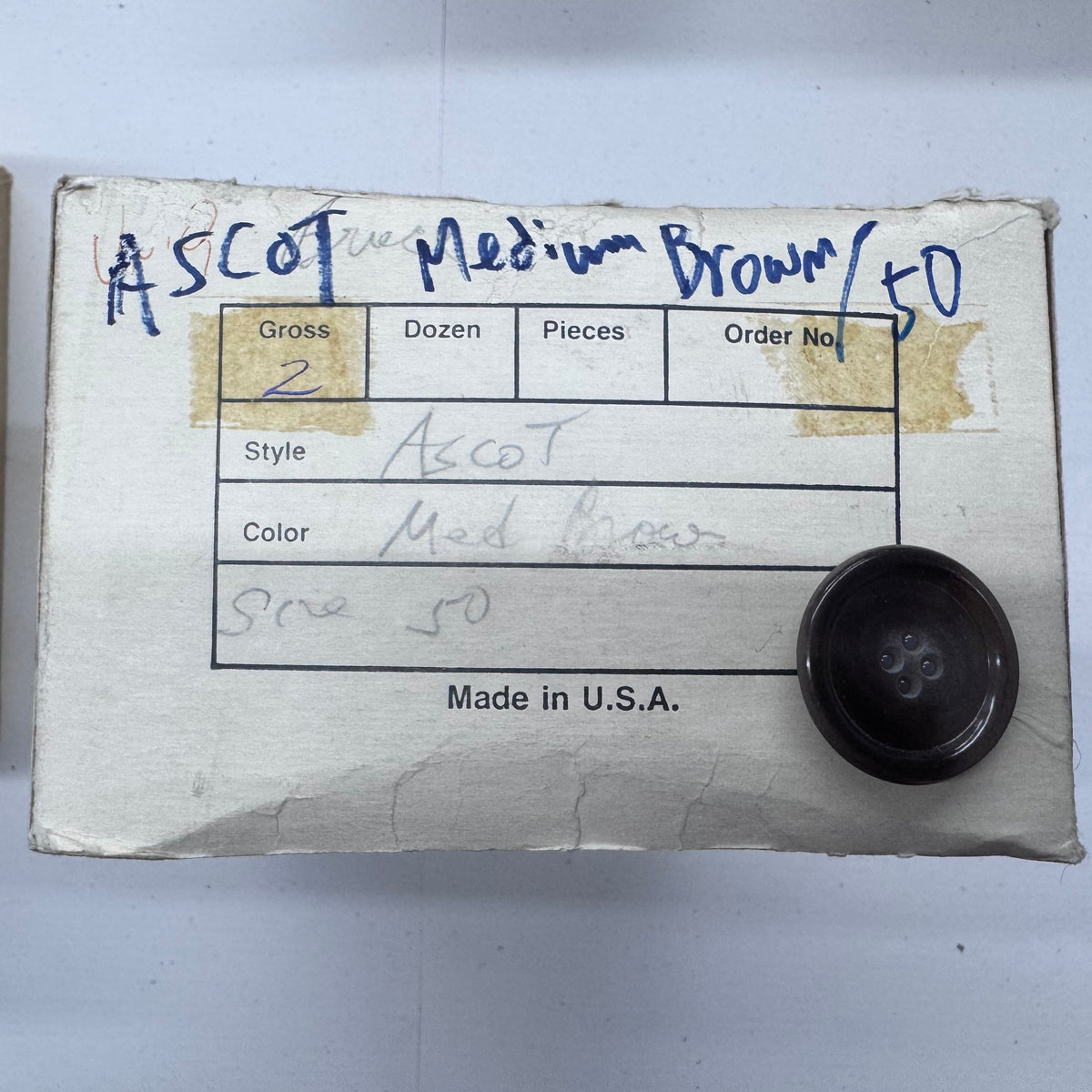 ASCOT 4-Hole Sewing Buttons – 40L, 45L & 50L – Grey & Brown – Wholesale Gross Boxes